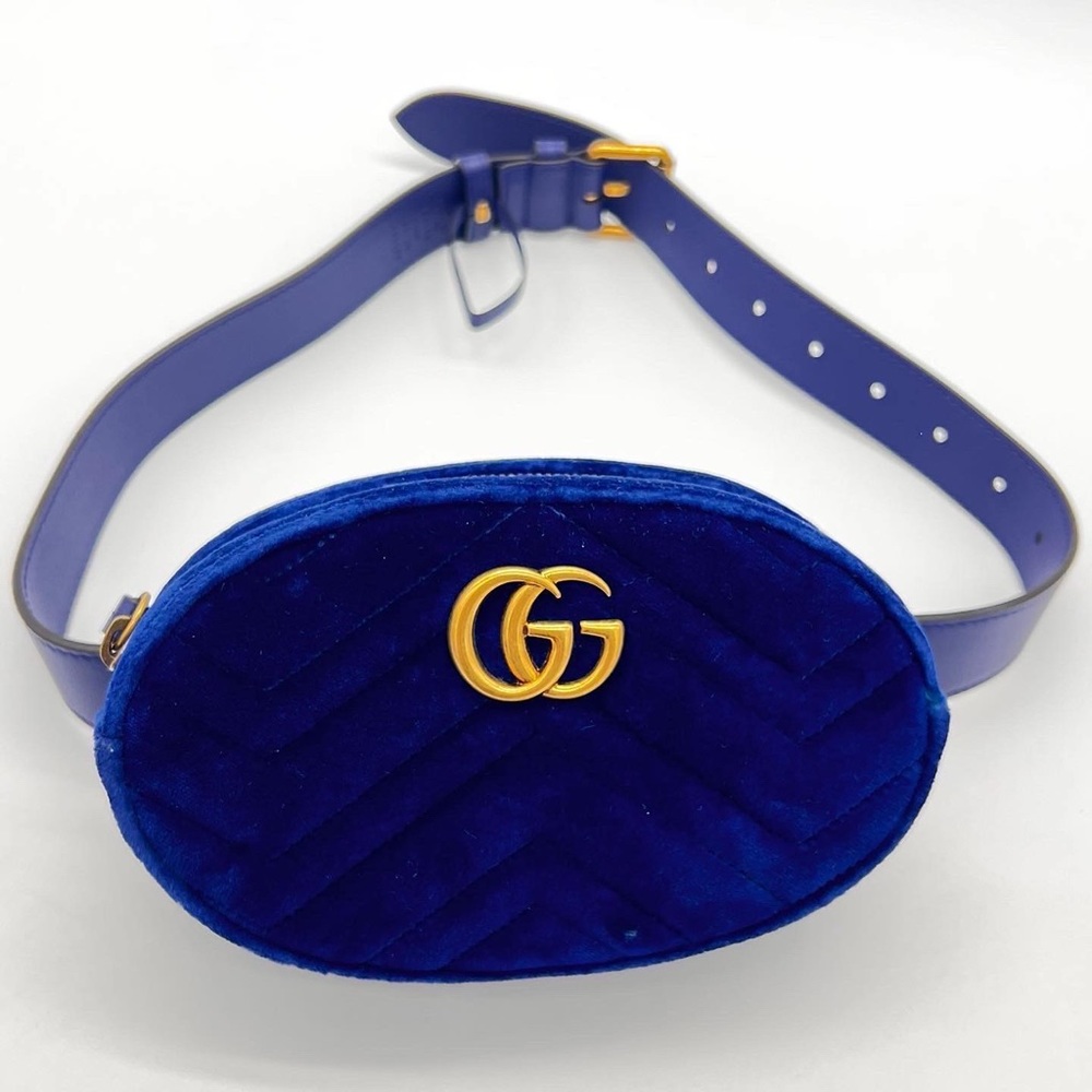 Authentic Gucci Marmont Blue Velvet belt bag - Picture 3 of 16